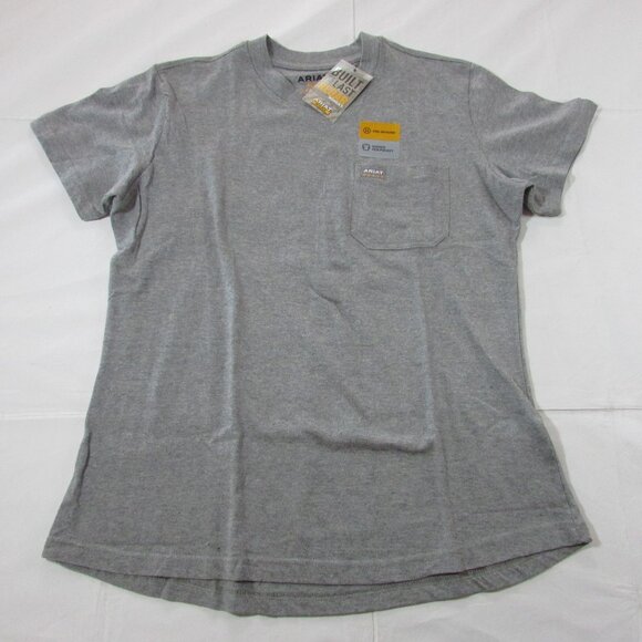 Ariat Tops - Ariat Women's Rebar Cotton Strong Short Sleeve Pocket T-Shirt - Heather Grey